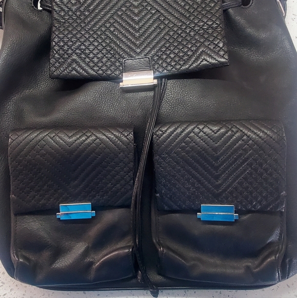 Reiss convertible leather backpack/shoulder bag.  Black. - Picture 3 of 4